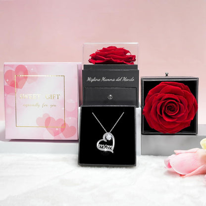 Ewige Rose Geschenkset für Mama - 925 Silber Halskette & Infinity Rose - Muttertagsgeschenk