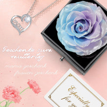 Muttertag Geschenk: Ewige Rose & Halskette Set Blau