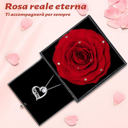 Ewige Echte Rose 925 Silber Mom Halskette Geschenk Muttertag