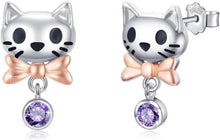 925 Sterling Silber Katzen Ohrstecker Kristall Geschenke Damen