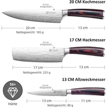 Hochwertiges Messerset 3-tlg Küchenmesser Set Carbon Klinge