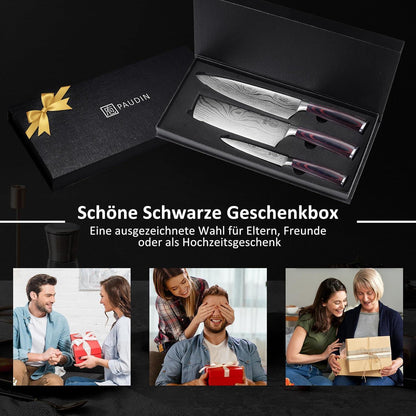 Hochwertiges Messerset 3-tlg Küchenmesser Set Carbon Klinge