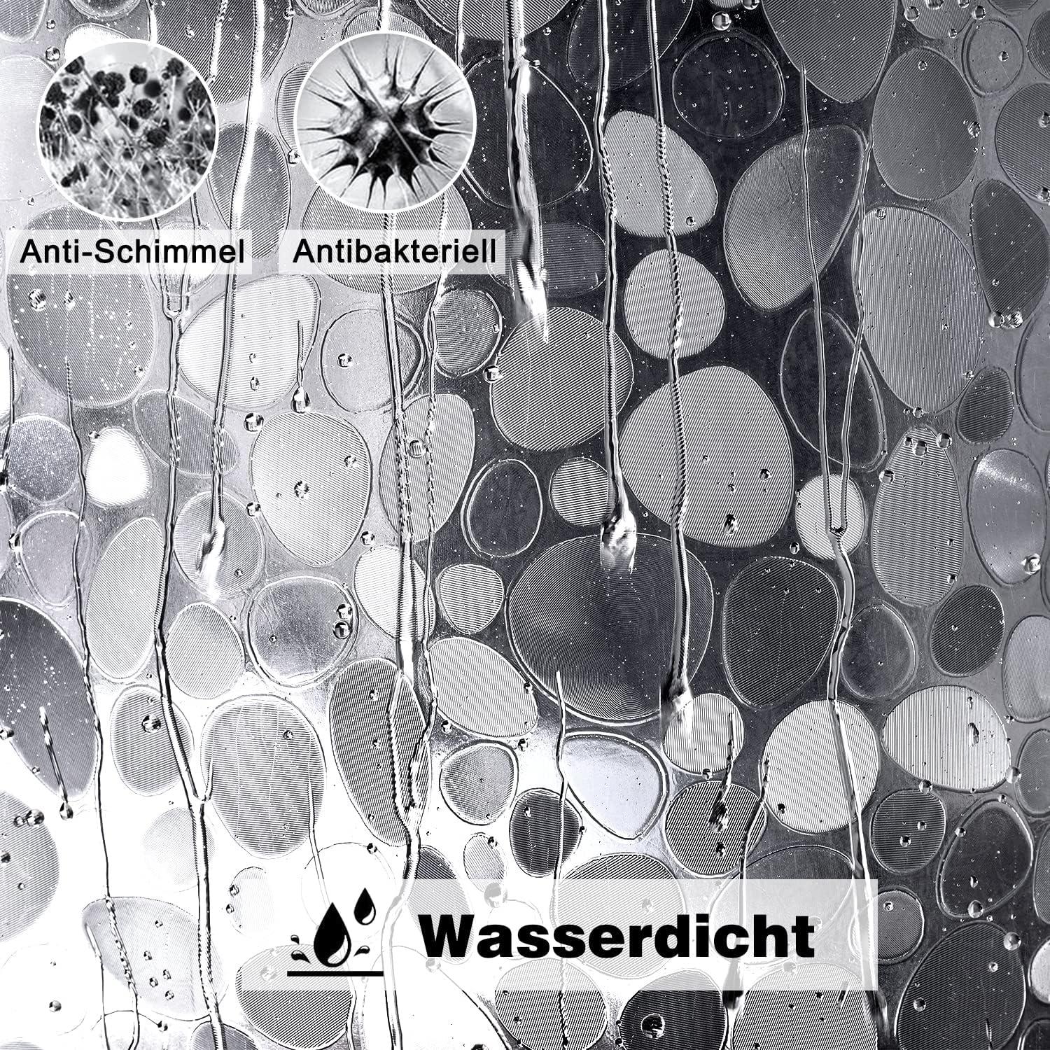 Duschvorhang 180x210cm EVA Antibakteriell Wasserdicht mit Magneten Transparent