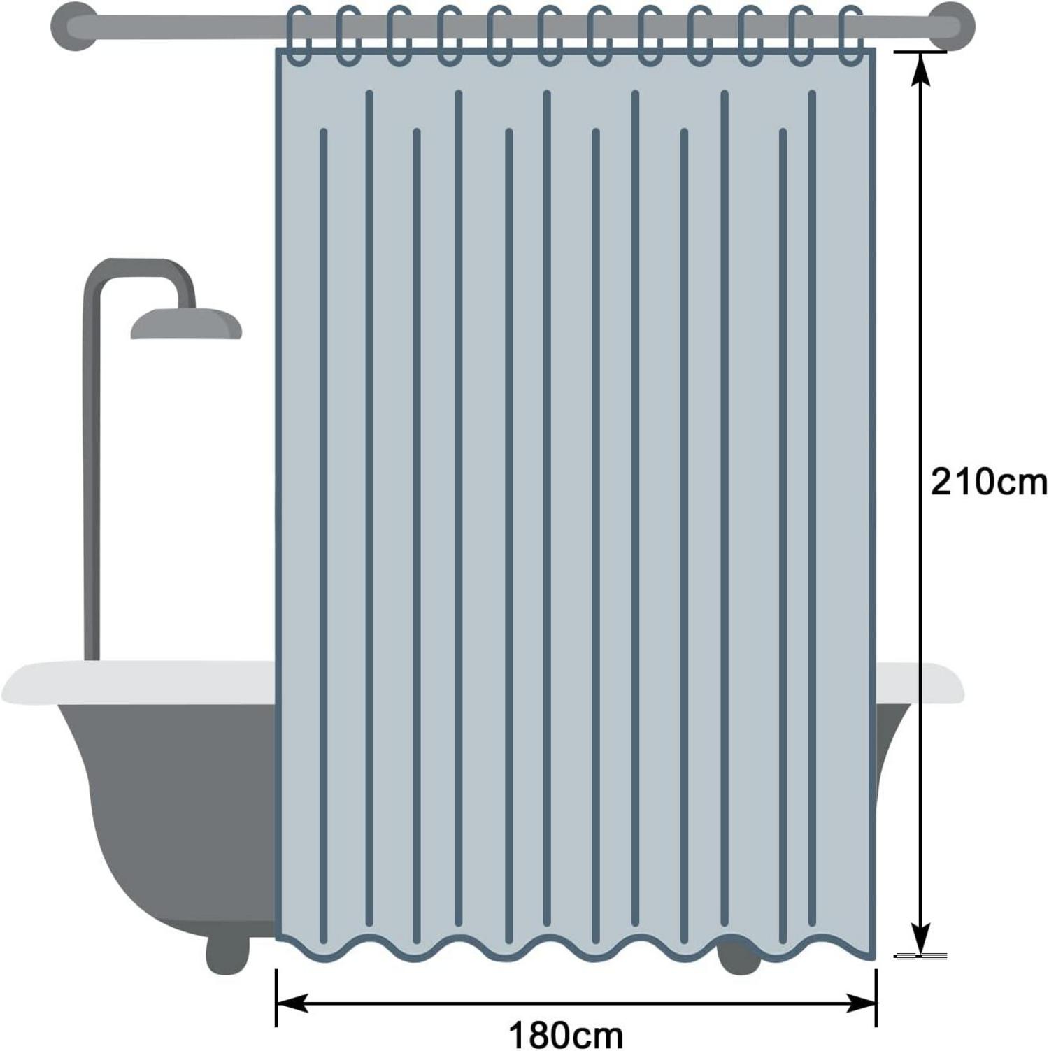 Duschvorhang 180x210 cm Wasserdicht EVA Material Antibakteriell mit Gewicht