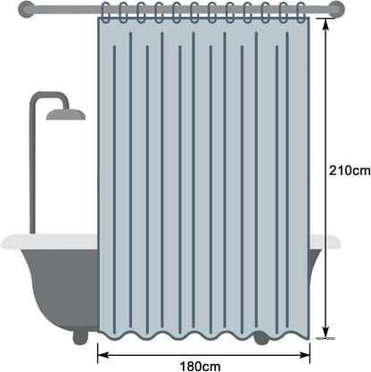Duschvorhang 180x210 cm Wasserdicht EVA Material Antibakteriell mit Gewicht