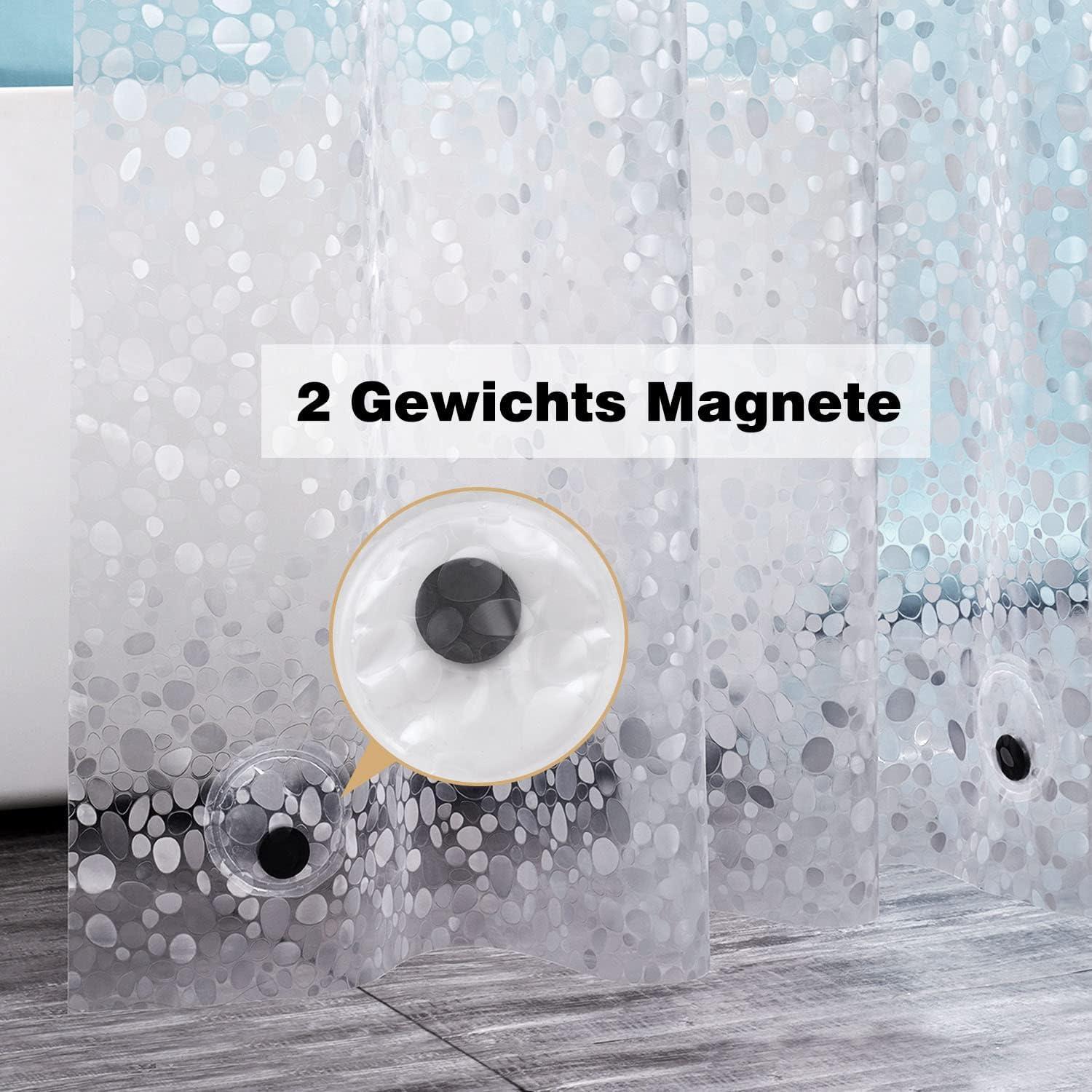 Transparenter Duschvorhang 120x200cm mit Magneten, wasserdicht