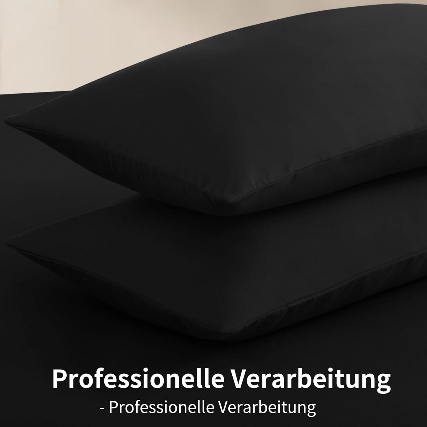 Kissenbezug 40x80 Schwarz Mikrofaser Reißverschluss Doppelpack