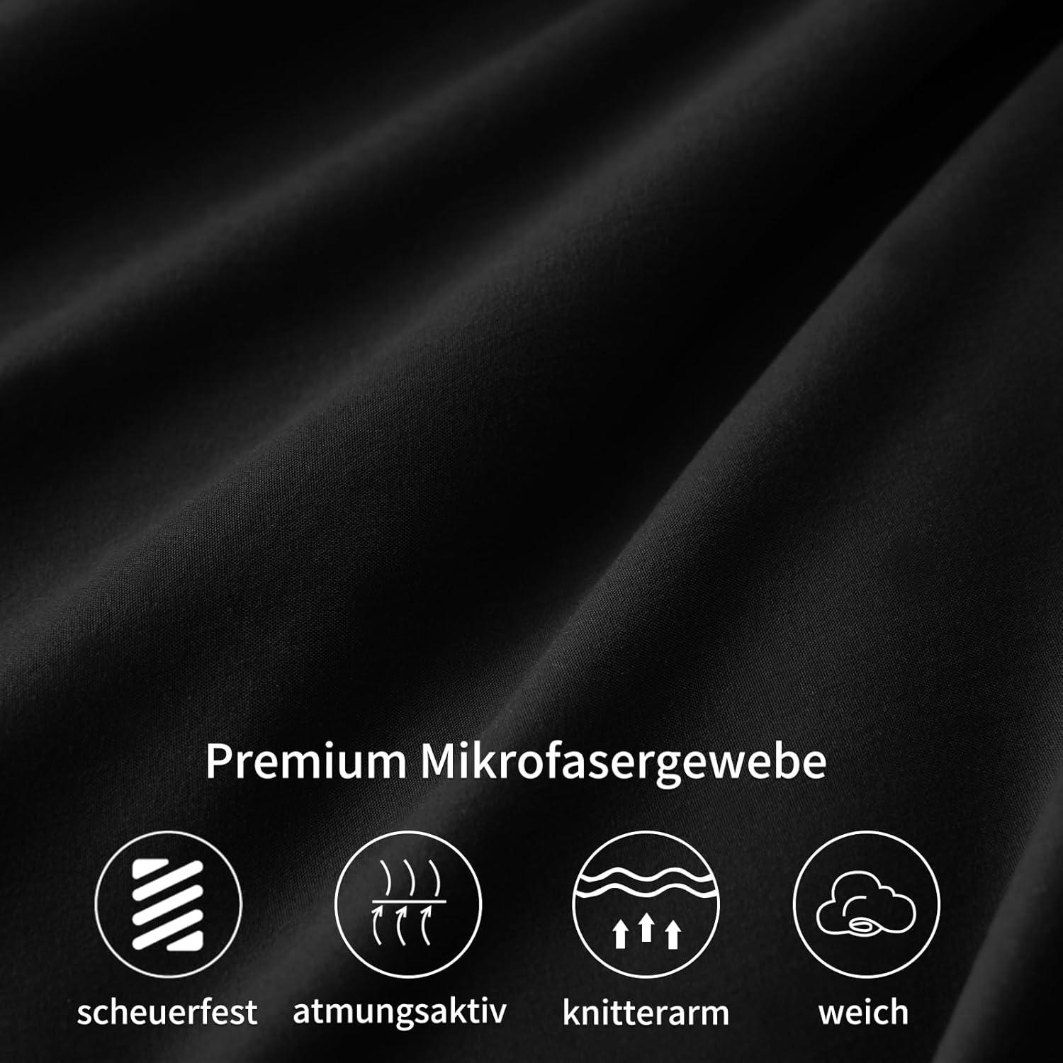 2er Set Kissenbezug 40x80 Schwarz Mikrofaser Reißverschluss