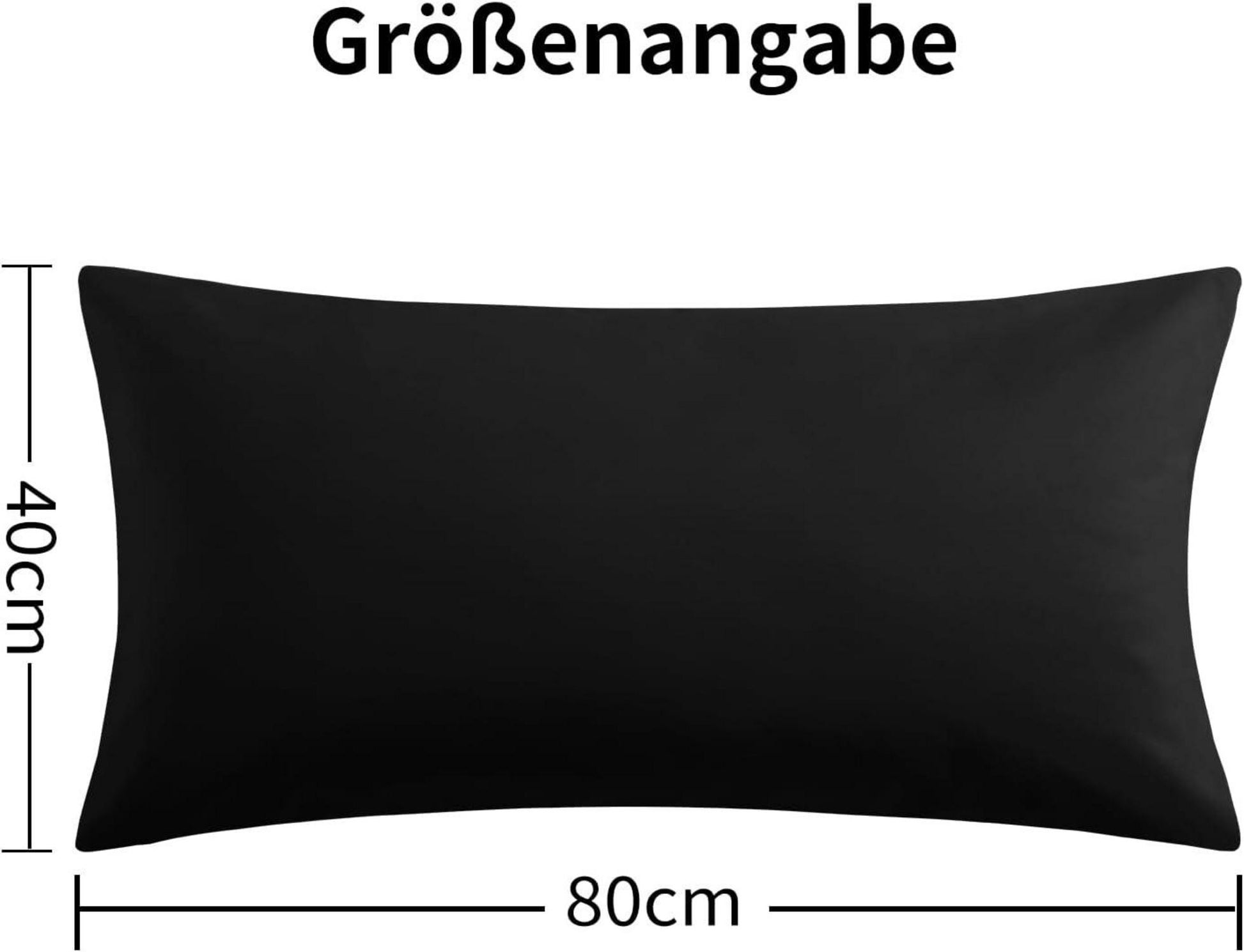 2er Set Kissenbezug 40x80 Schwarz Mikrofaser Reißverschluss