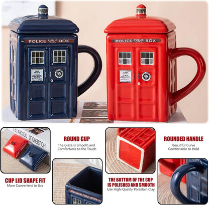 Doctor Who Tasse Tardis mit Deckel Keramikbecher 450ml