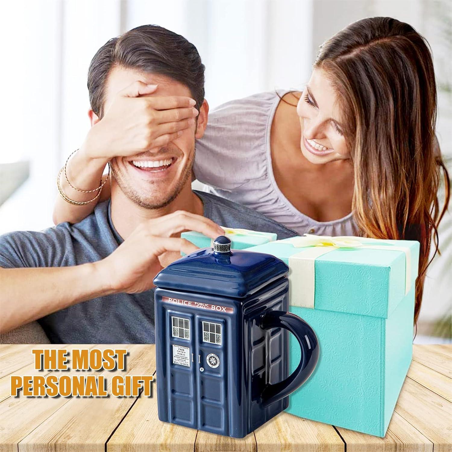 Doctor Who Tasse Tardis mit Deckel Keramikbecher Geschenk 450ml