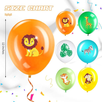 36 Stück Dschungel Safari Party Luftballons Dekoration Tier
