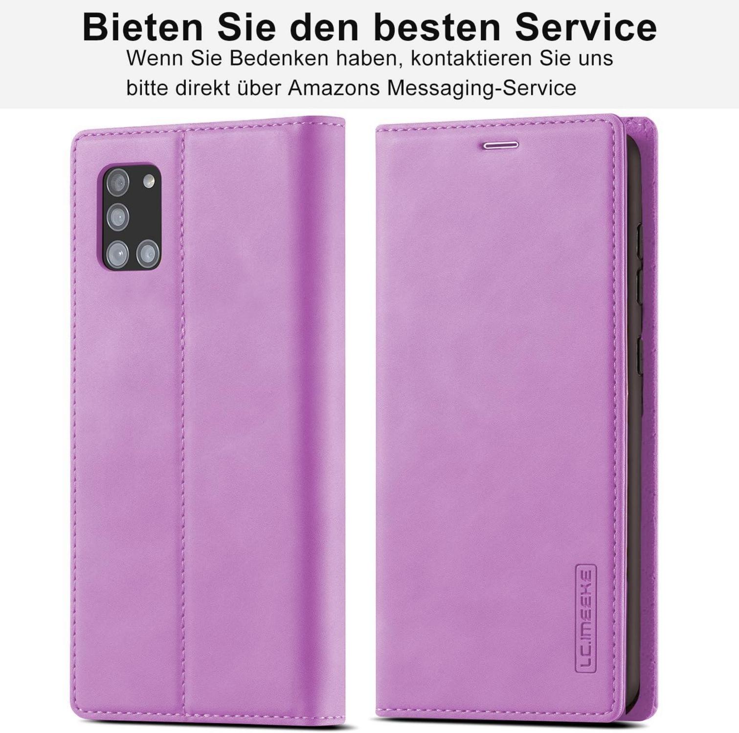 Hülle für Samsung Galaxy A51 Leder Flip-Case mit Kartenfach & Ständer