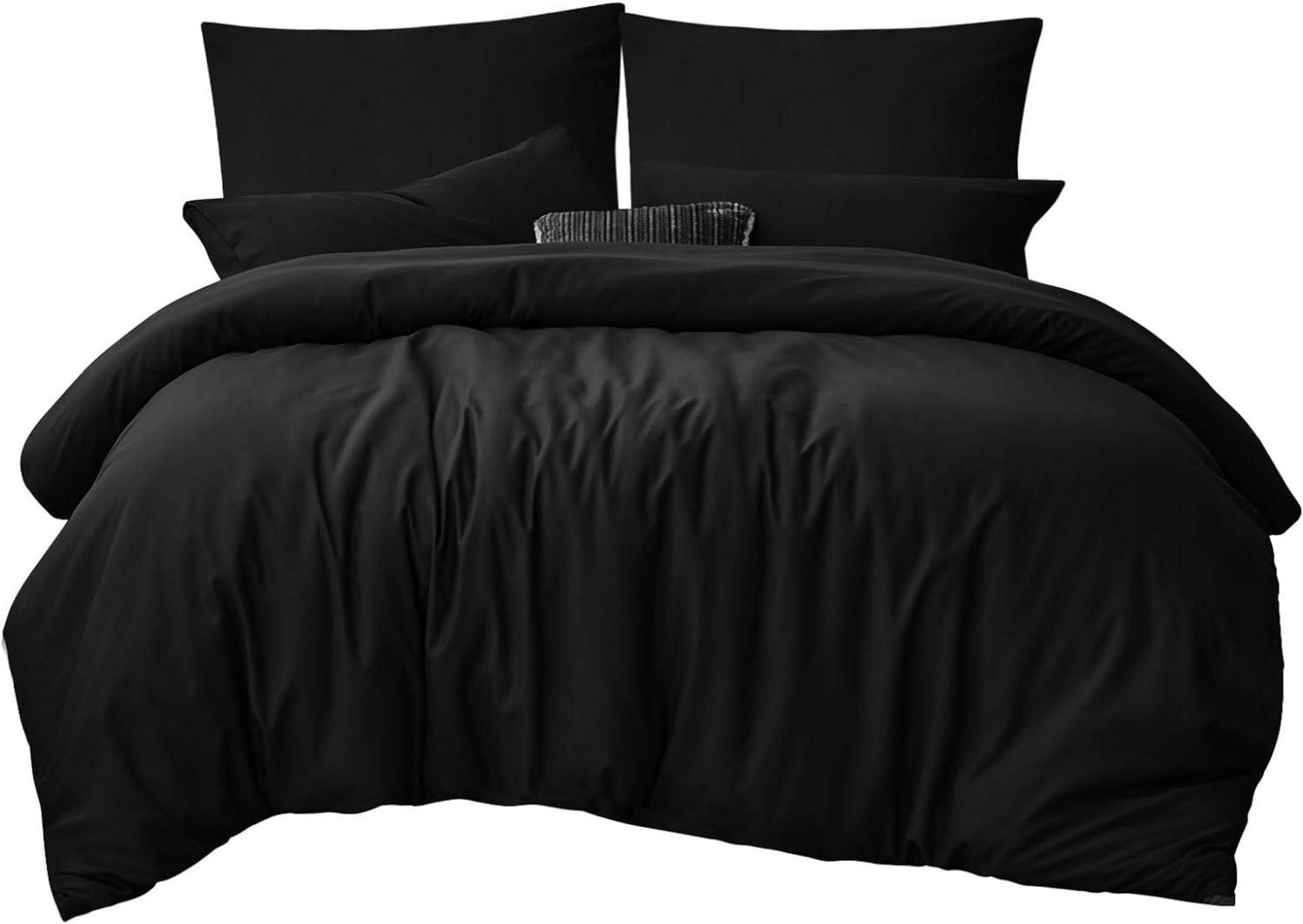 Bettwäsche 220x240 Schwarz 3teilig Set Kissenbezüge Mikrofaser