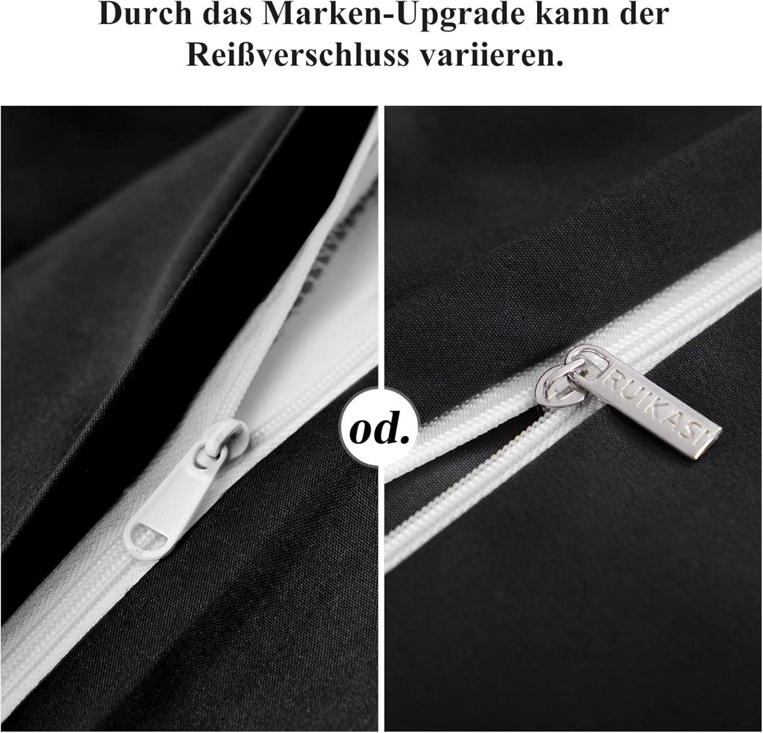 Bettwäsche 200x220 Schwarz 3teilig Mikrofaser Reißverschluss Weich