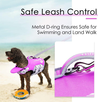 Hund Schwimmweste Rettungsweste Reflektierend Lifesaver Auftrieb Lila M