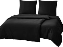 Bettwäsche-Set Schwarz 135x200 4tlg. Mikrofaser Reißverschluss