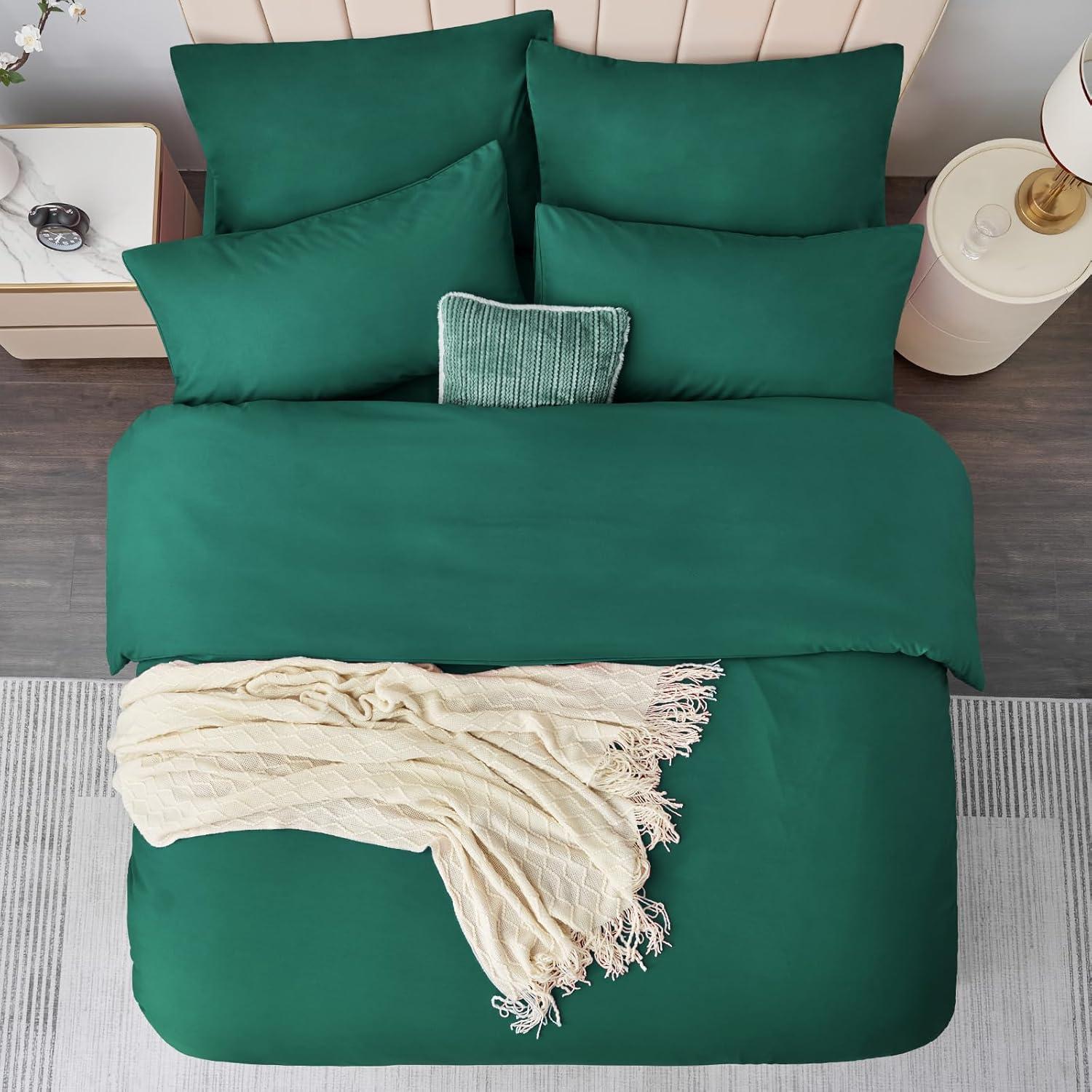 Bettwäsche-Set Mikrofaser 220x240cm 3-teilig Grün mit Reißverschluss