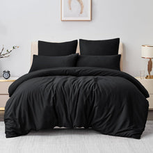 Bettwäsche Set 3-teilig Mikrofaser Reißverschluss Schwarz 200x220cm