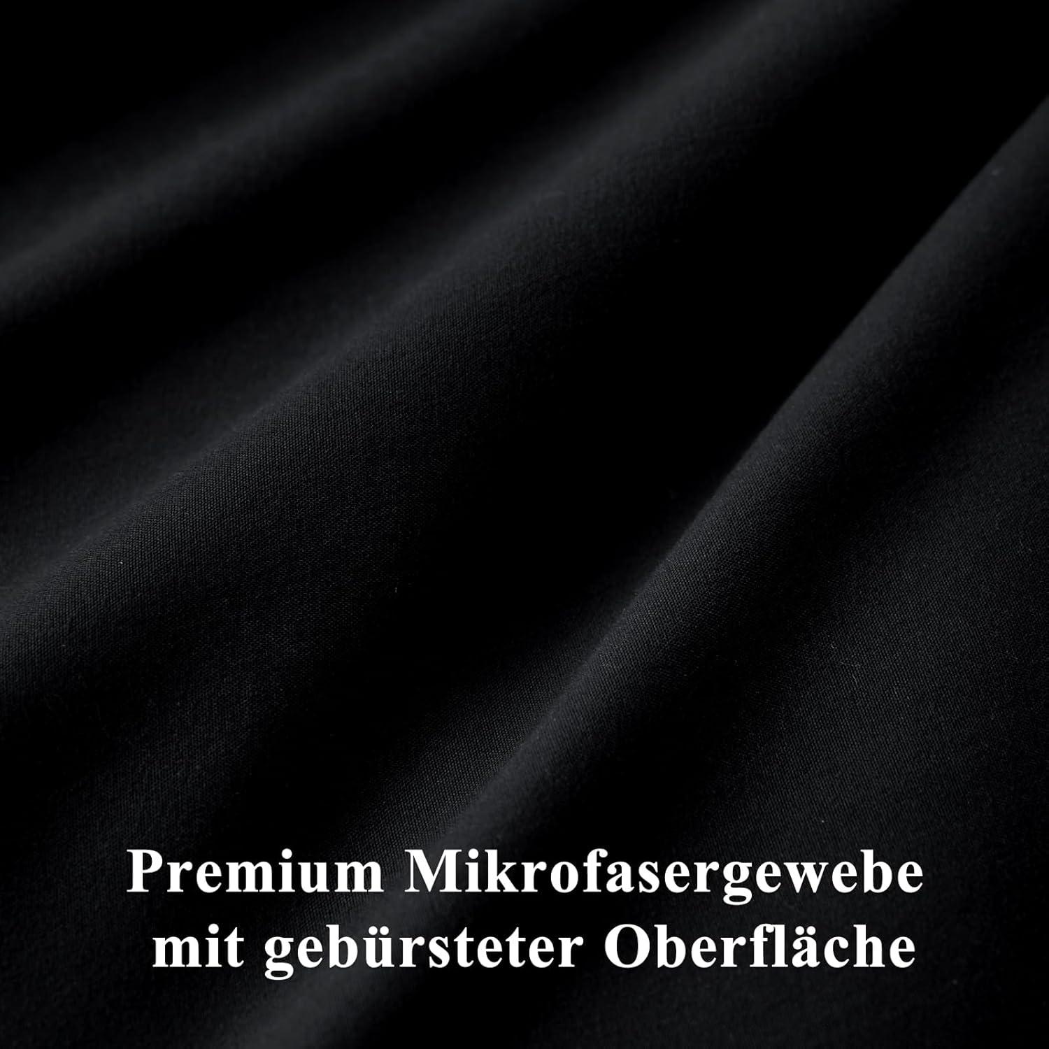 Bettwäsche Set 200x220 Schwarz Mikrofaser Reißverschluss weich