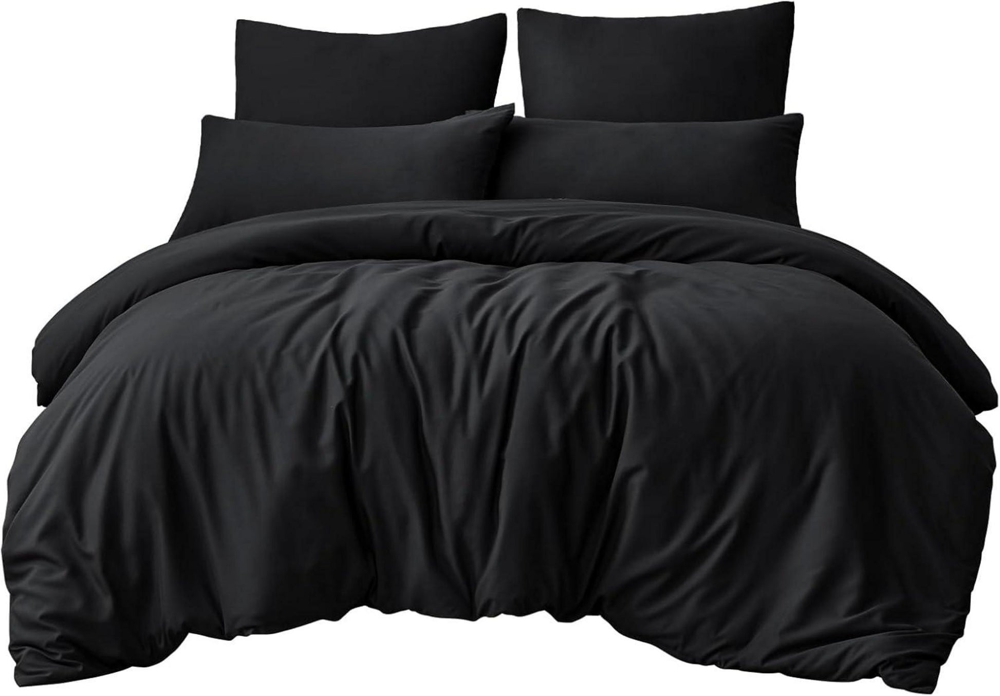 Bettwäsche Set 200x220cm Schwarz Mikrofaser Reißverschluss