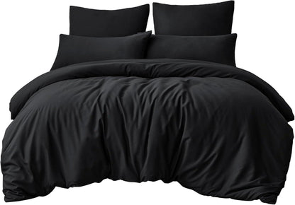 Bettwäsche Set 200x220cm Schwarz Mikrofaser Reißverschluss