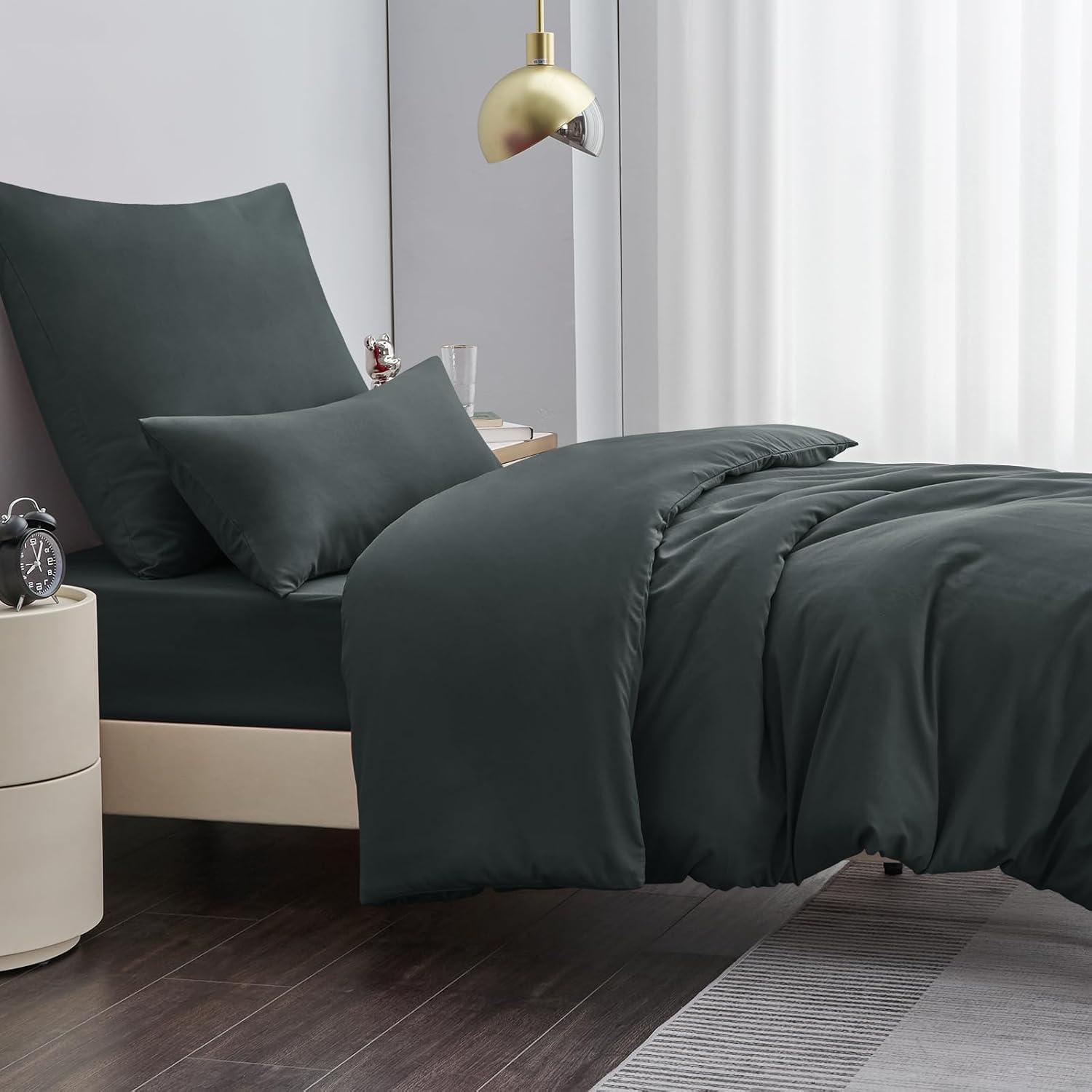 Bettwäsche Set 155x220cm 2tlg Grau Mikrofaser Reißverschluss