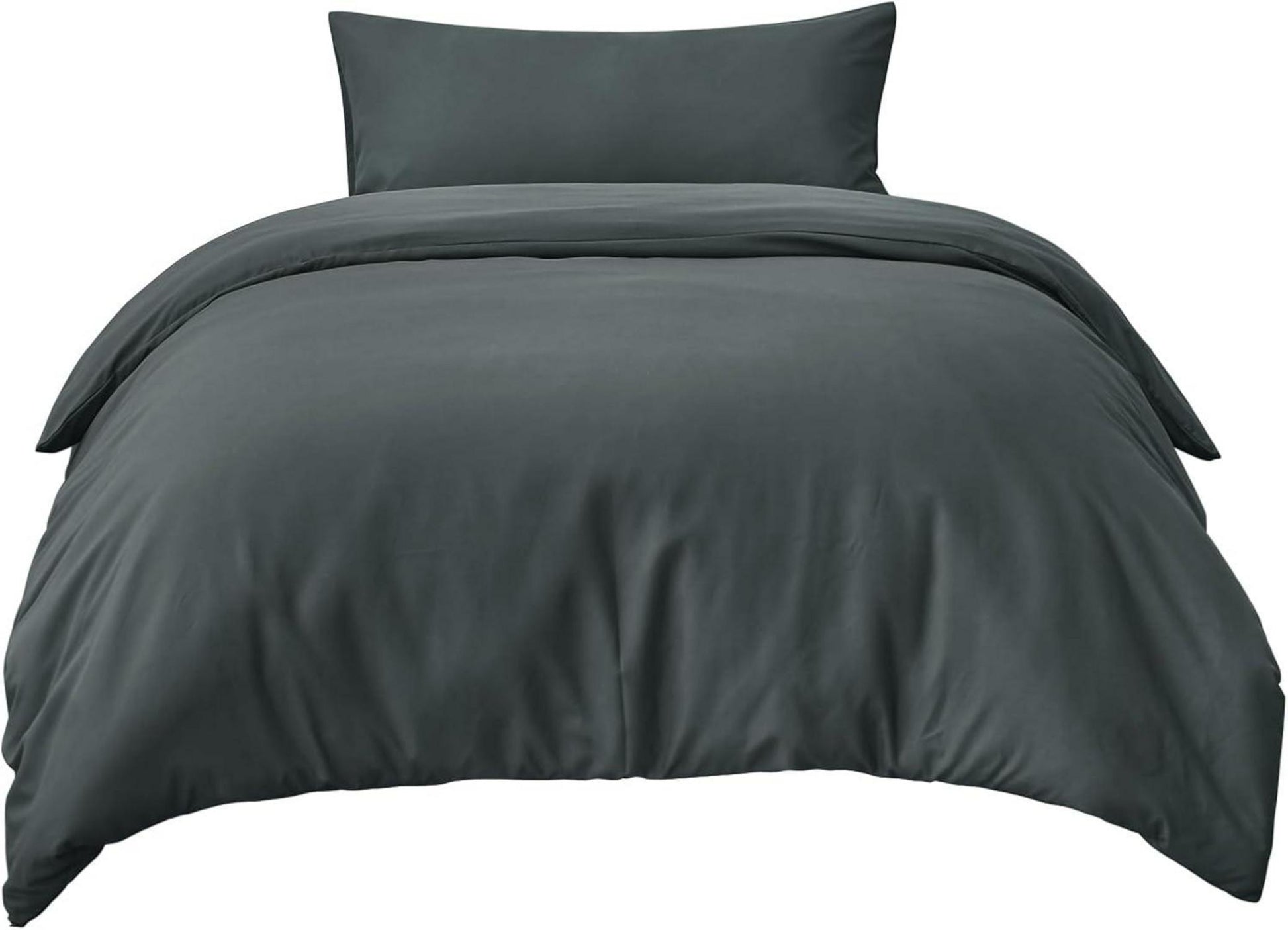 Bettwäsche 155x220 Grau 2tlg Set Mikrofaser Reißverschluss 40x80 cm