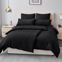 Bettwäsche Set 4tlg Mikrofaser Schwarz 135x200cm Bügelfrei