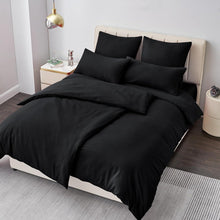 Bettwäsche Set Schwarz 135x200cm Mikrofaser 4tlg mit
