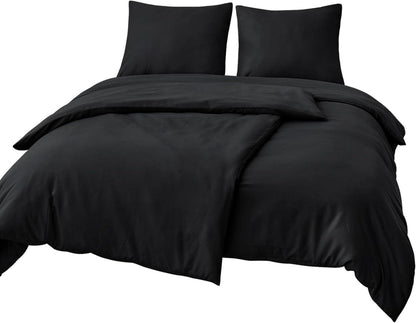 Bettwäsche Set Schwarz 135x200cm 4tlg Mikrofaser Reißverschluss