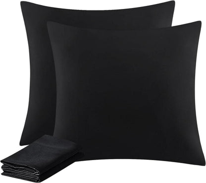 Kissenbezug Set Schwarz 80x80 Mikrofaser 2er Pack mit Reißverschluss