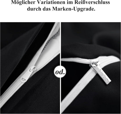 Kissenbezug 80x80 2er Set Schwarz Mikrofaser Weich Reißverschluss
