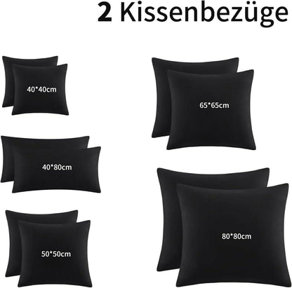 Kissenbezug Schwarz Mikrofaser 80x80cm Reißverschluss 2er Set