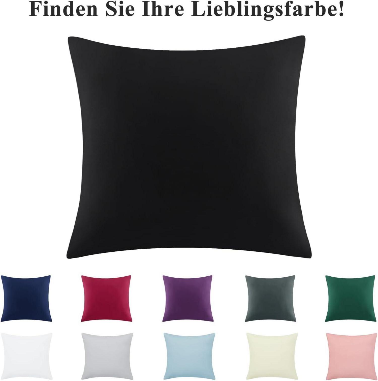 2er Set Schwarz Kissenbezug 80x80 Mikrofaser Weich Reißverschluss