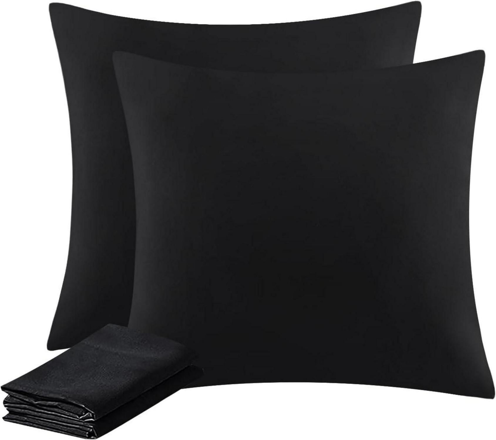Kissenbezug 50x50 Schwarz 2er Set Mikrofaser Reißverschluss Weich