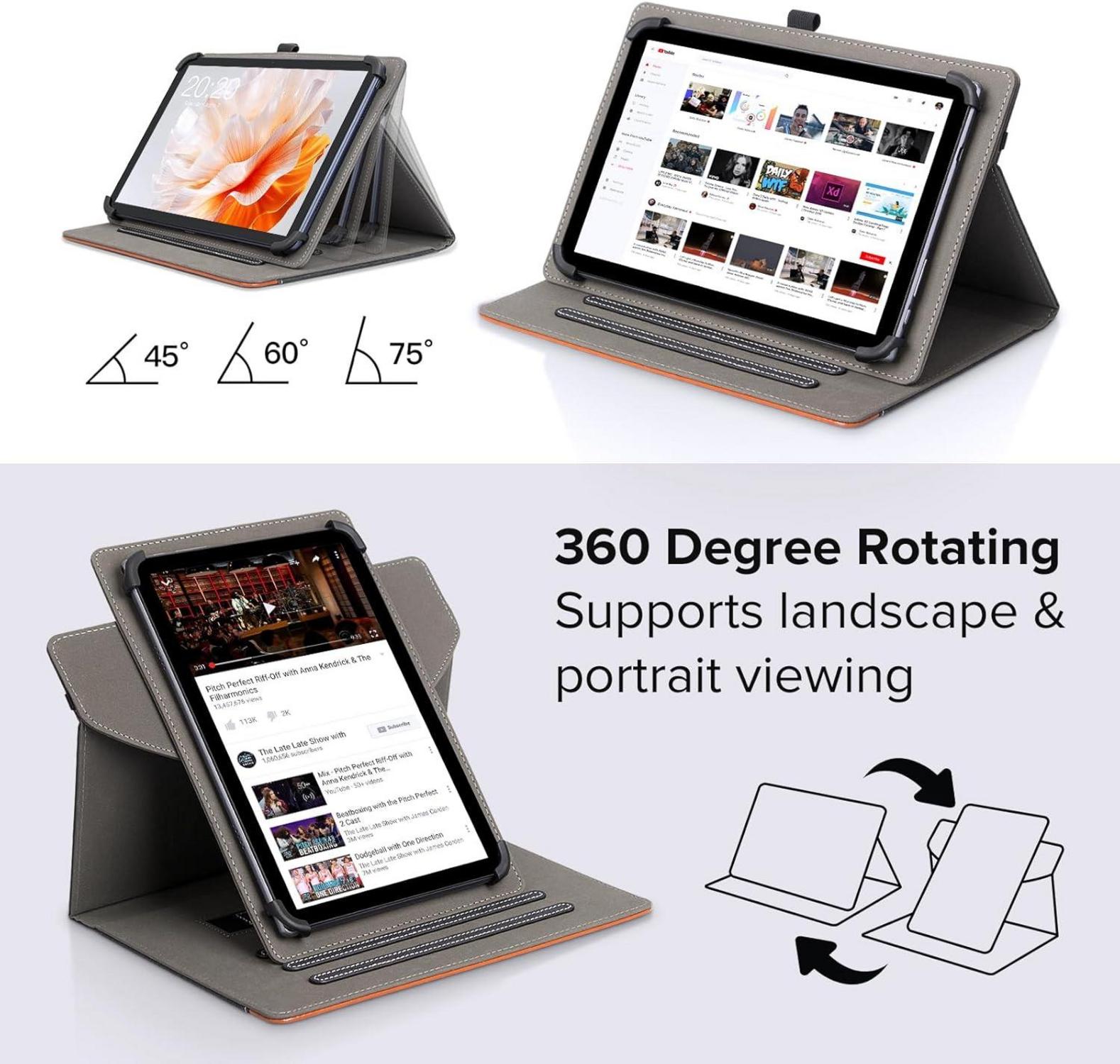 Drehbare Universal Tablet-Hülle 10-11 Zoll PU-Leder Multiwinkel