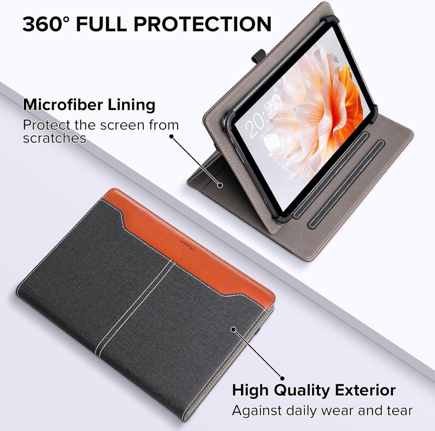 Drehbare Tablet-Hülle 10-11 Zoll PU-Leder Schwarz Ständer & Organizer