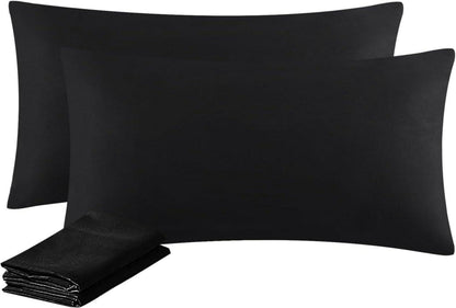 Kissenbezug Set Schwarz Mikrofaser Reißverschluss 40x80 cm