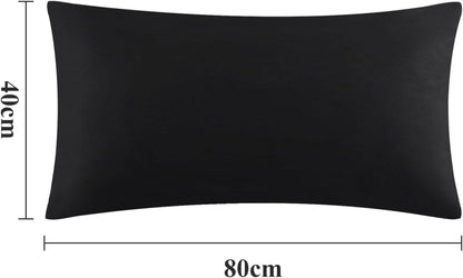 2er Set Kissenbezug 40x80 Schwarz Mikrofaser mit Reißverschluss