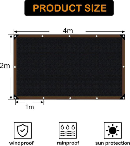 Sonnensegel Rechteckig UV-Stabilisiert Schwarz 2x4m atmungsaktiv