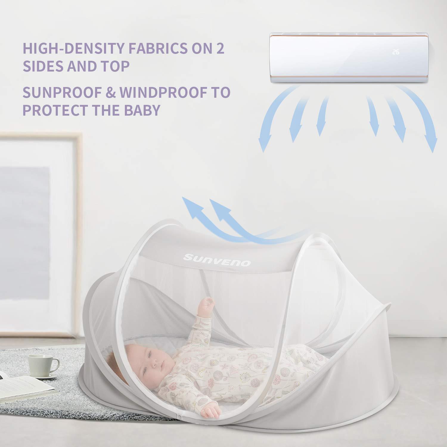 Babyzelt mit Sonnenschutz, Pop-Up-Reisebett, Strandnetz, waschbar