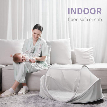 SUNVENO Großes Babyzelt | tragbares Baby-Reisebett | Strand-Sonnenschutz | Pop-Up-Kleinkindnetz | Innen & außen