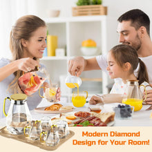 DUJUST Glaskaraffe 2L mit Deckel, 4 Tassen, 1