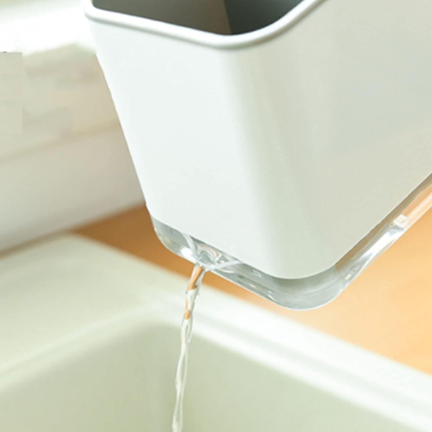 Utensilienhalter für Besteck 3 Fächer Abtropfgestell Gelb Beige