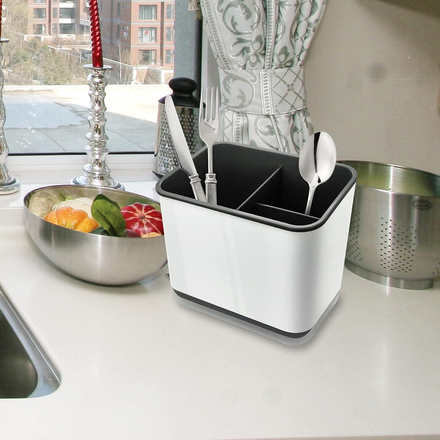 Spülbecken Organizer Besteckkorb 3 Fächer Abtropfgestell Schwarz