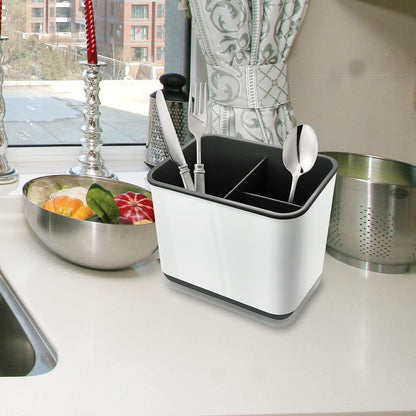 Spülbecken Organizer Besteckkorb 3 Fächer Abtropfgestell Schwarz