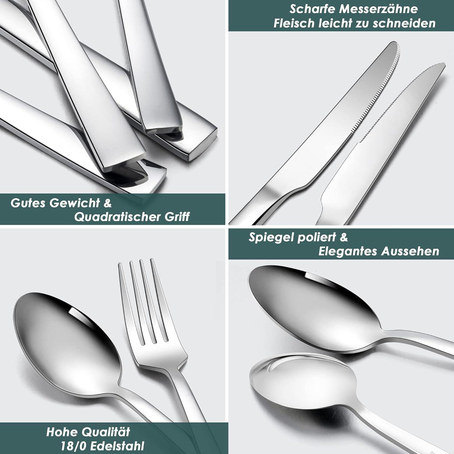 Herogo 20-teilig Edelstahl Besteckset für 4 Personen, Silber