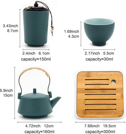 Japanisches Reise Tee Set grün Keramik Kung Fu Teeservice