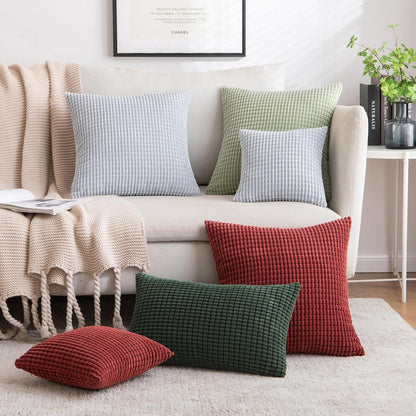 2er Set Kissenbezug Kordsamt Dunkelgrün 40x40cm 100% Polyester